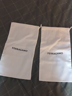 Ferragamo White Drawstring Dust Bag Set for Shoes